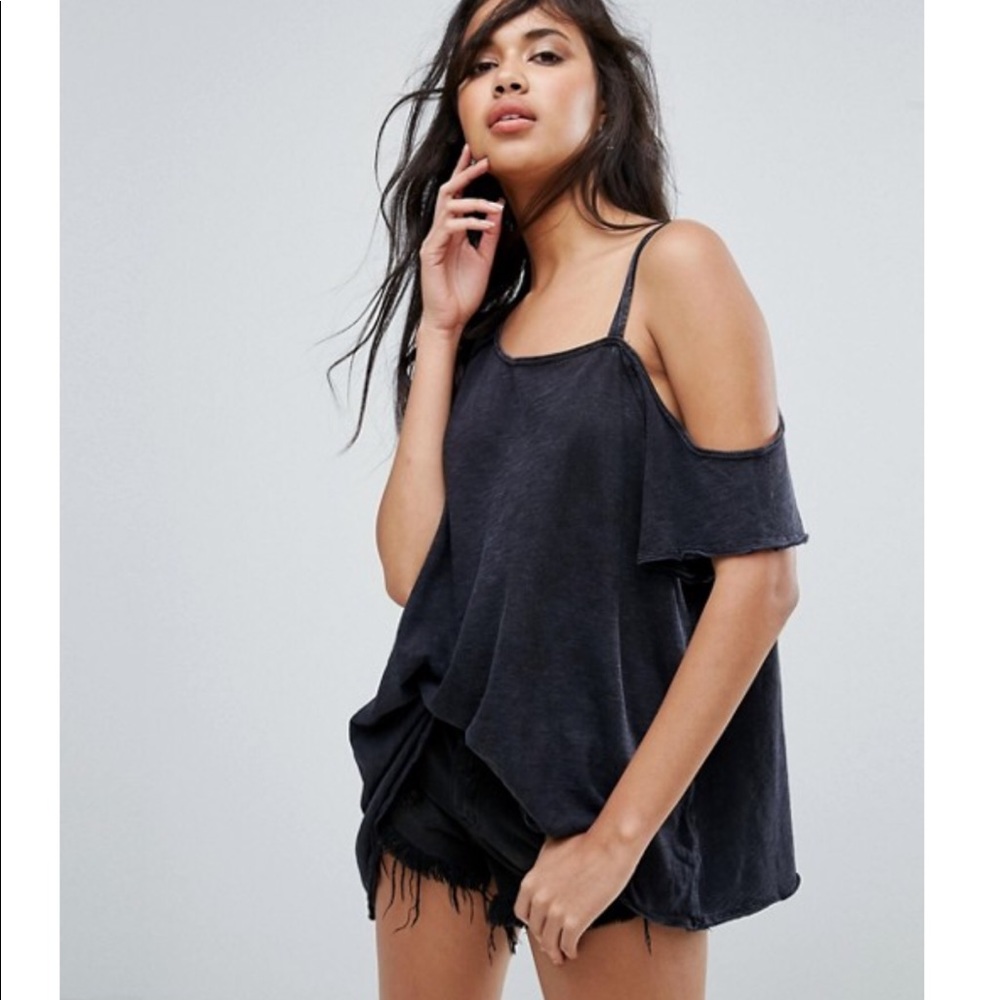 Free People Linen One Shoulder Coraline Tee